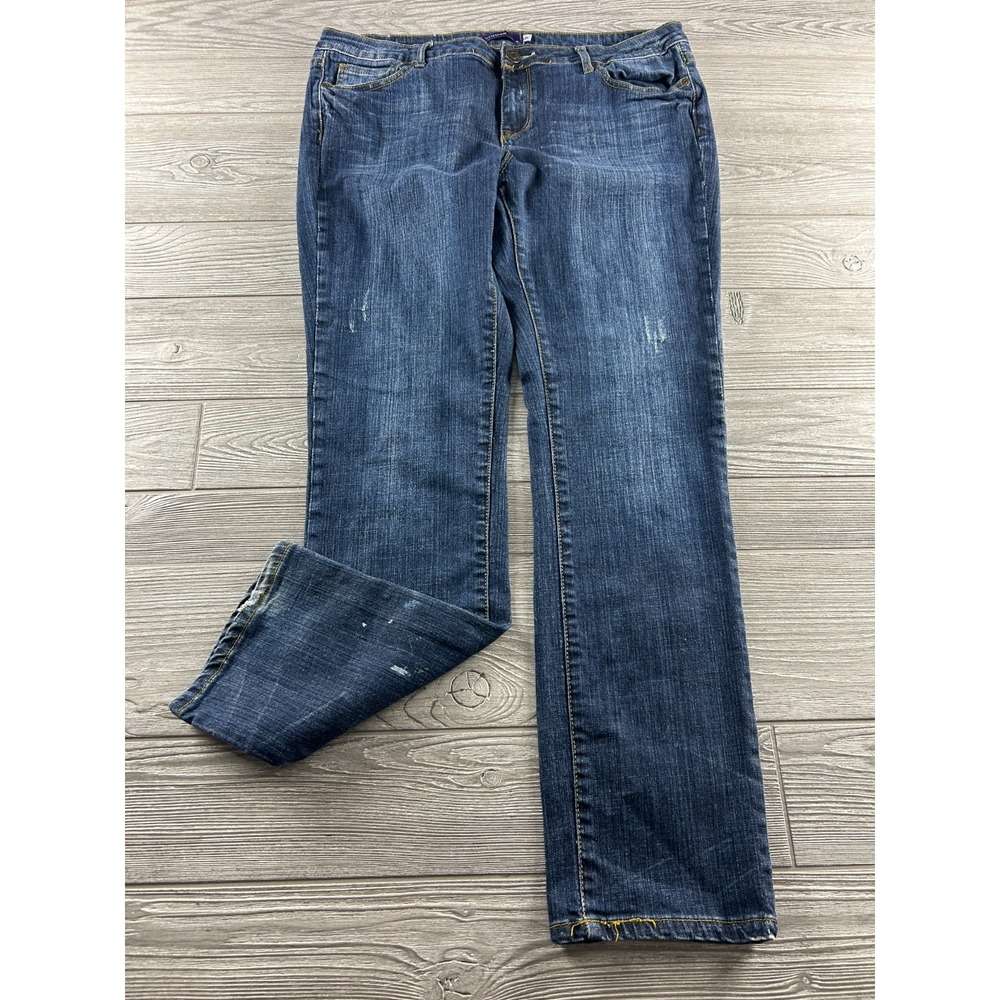 Vigoss Women Dark Wash Straight Leg Jeans Denim Size 15 Stretch Cotton Blend